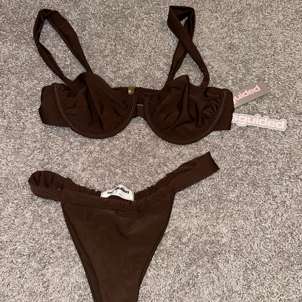 Missguided Chocolate Brown Underwire Bikini Set